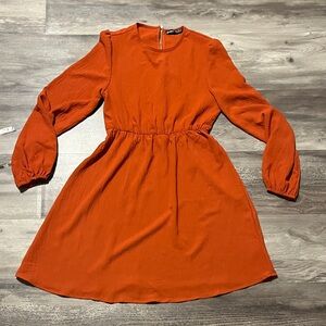 SHEIN Vibrant Orange Long Sleeve Dress